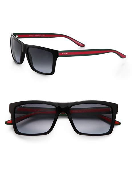 gucci men's square-frame sunglasses - black|Gucci rectangular sunglasses men.